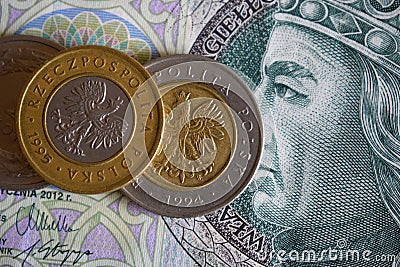 Closeup on polish zÅ‚oty Stock Photo